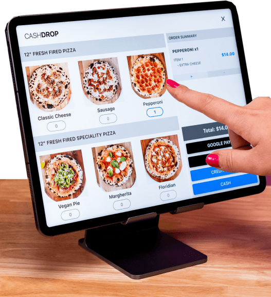 Cashdrop POS menu and checkout tablet